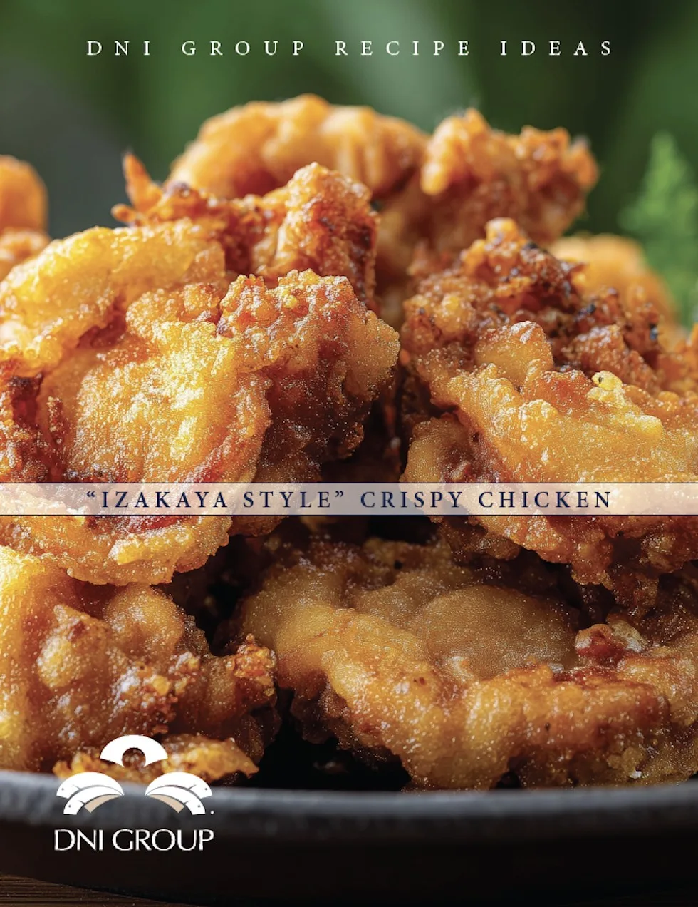 Golden-brown izakaya-style crispy fried chicken pieces with perfect crust, ideal for foodservice and wholesale food distribution.